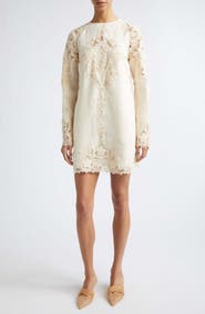 Ulla Johnson Camie Lace Long Sleeve Shift Minidress