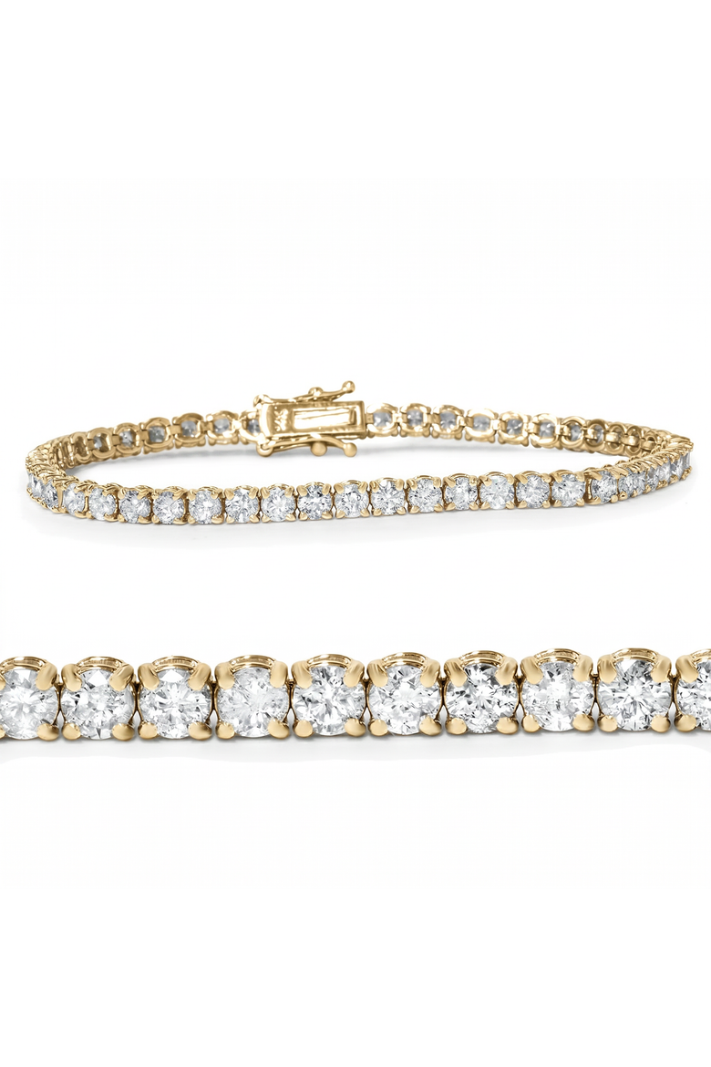 5 Carat TW Round Cut Lab Grown Diamond Tennis Bracelet 14k Gold Lab Grown, Main, color, 14k Yellow Gold