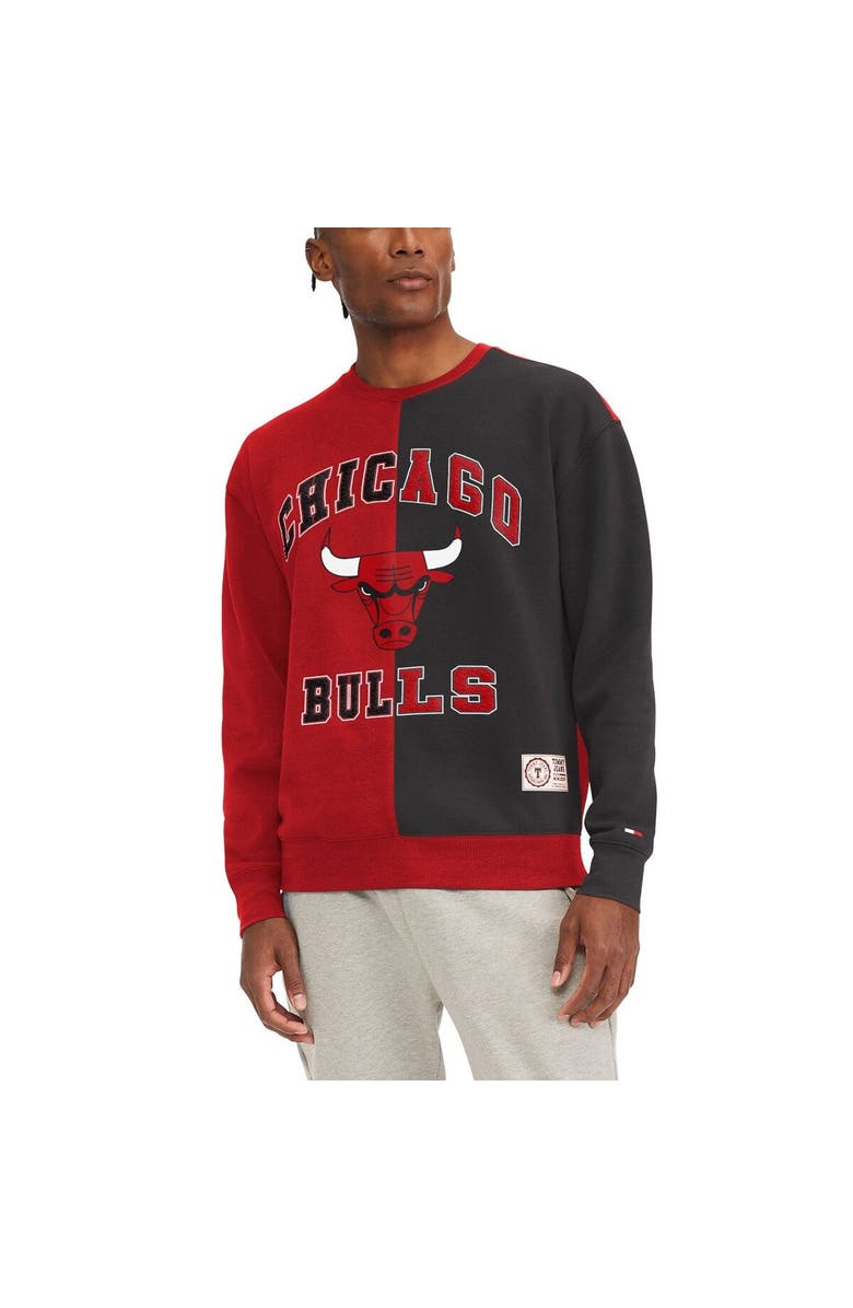 TOMMY JEANS Men's Tommy Jeans Red/Black Chicago Bulls Keith Split Pullover Sweatshirt, Main, color, Red