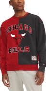 TOMMY JEANS Men's Tommy Jeans Red/Black Chicago Bulls Keith Split Pullover Sweatshirt