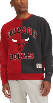 TOMMY JEANS Men's Tommy Jeans Red/Black Chicago Bulls Keith Split Pullover Sweatshirt