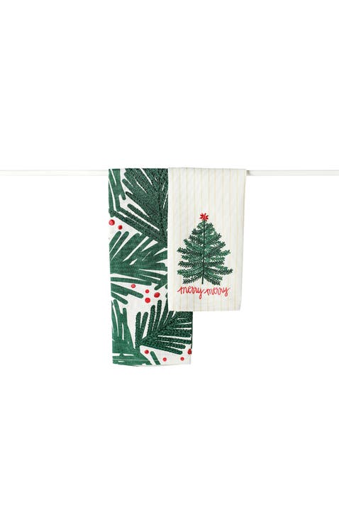 Balsam and Berry Holiday Hand Towels Set of 2
