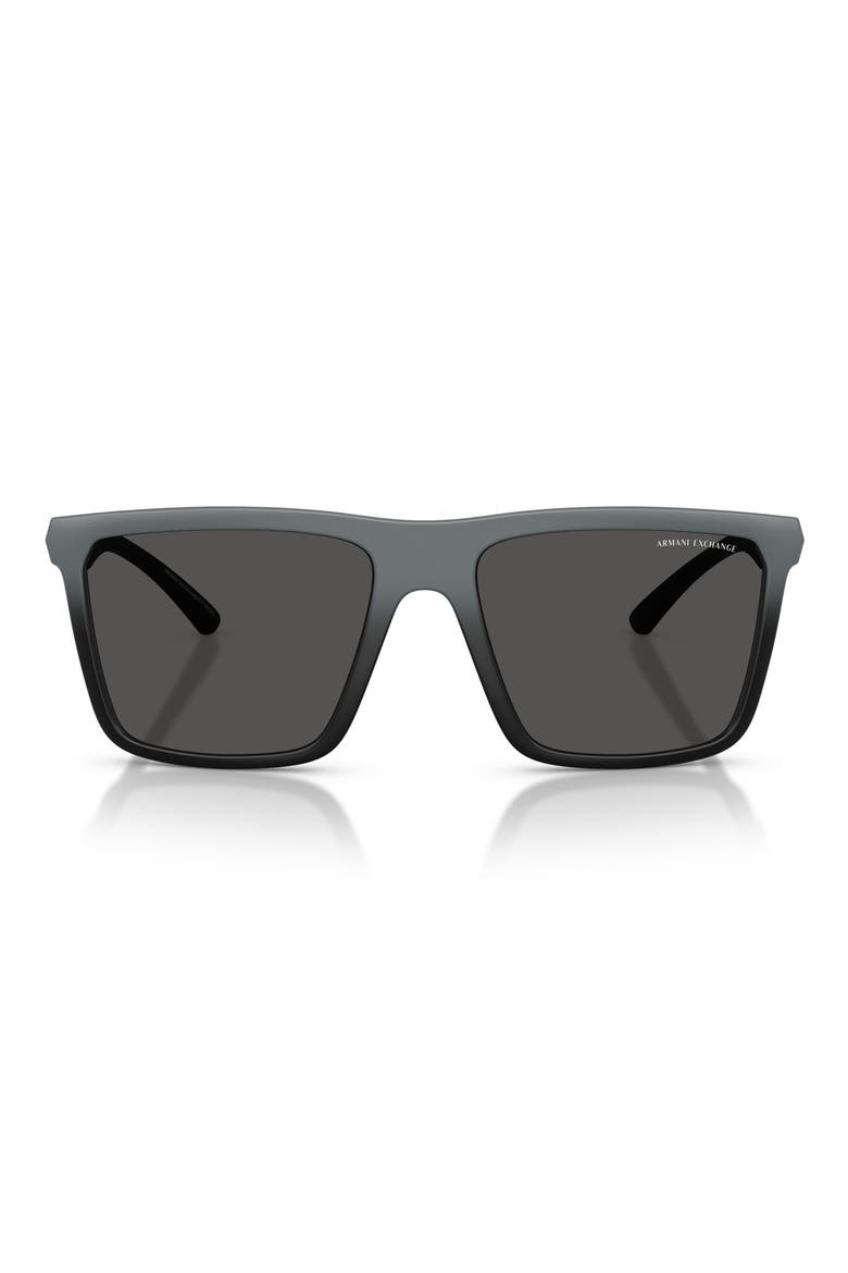 57mm Square Sunglasses, Main, color, MATTE GREY BLACK / DARK GREY