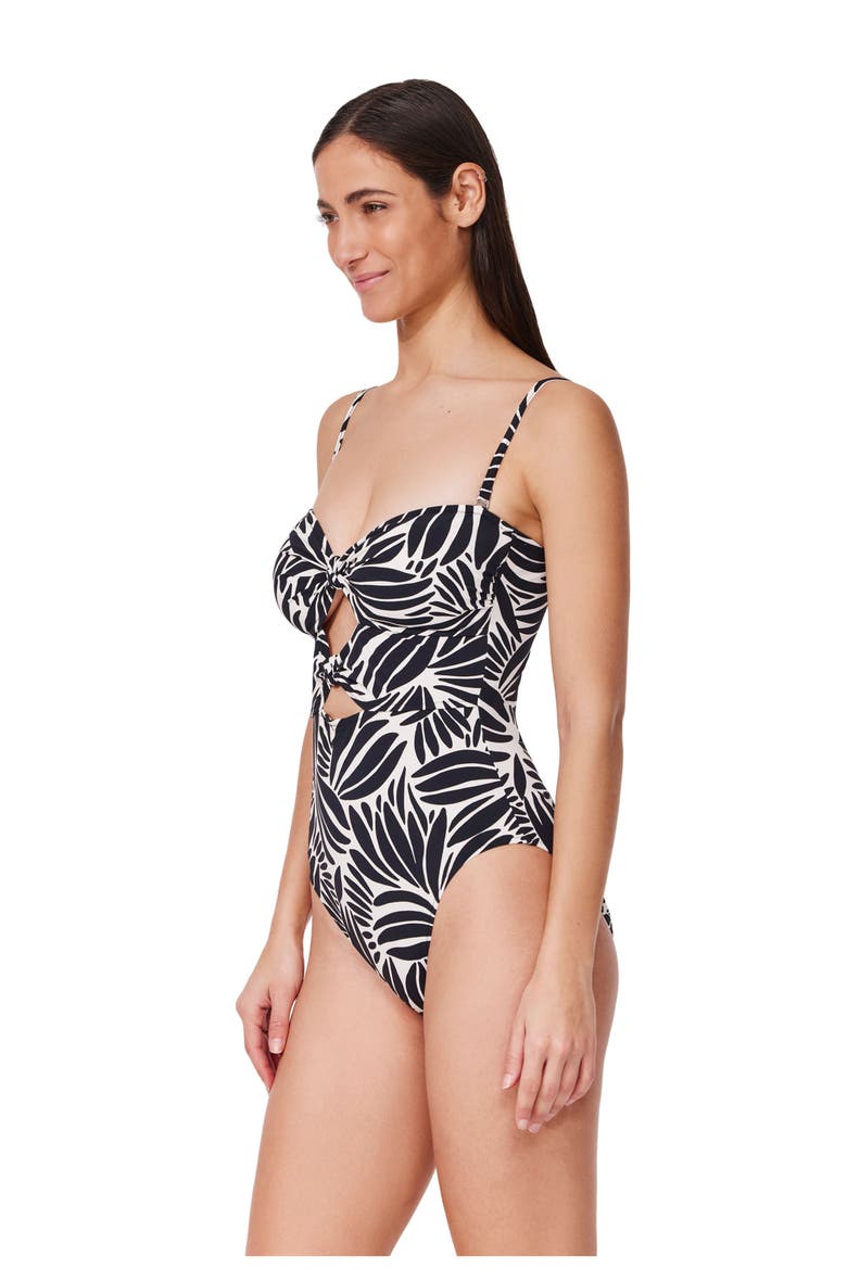 Comeback Cut Out Bandeau One Piece, Alternate, color, Black-White