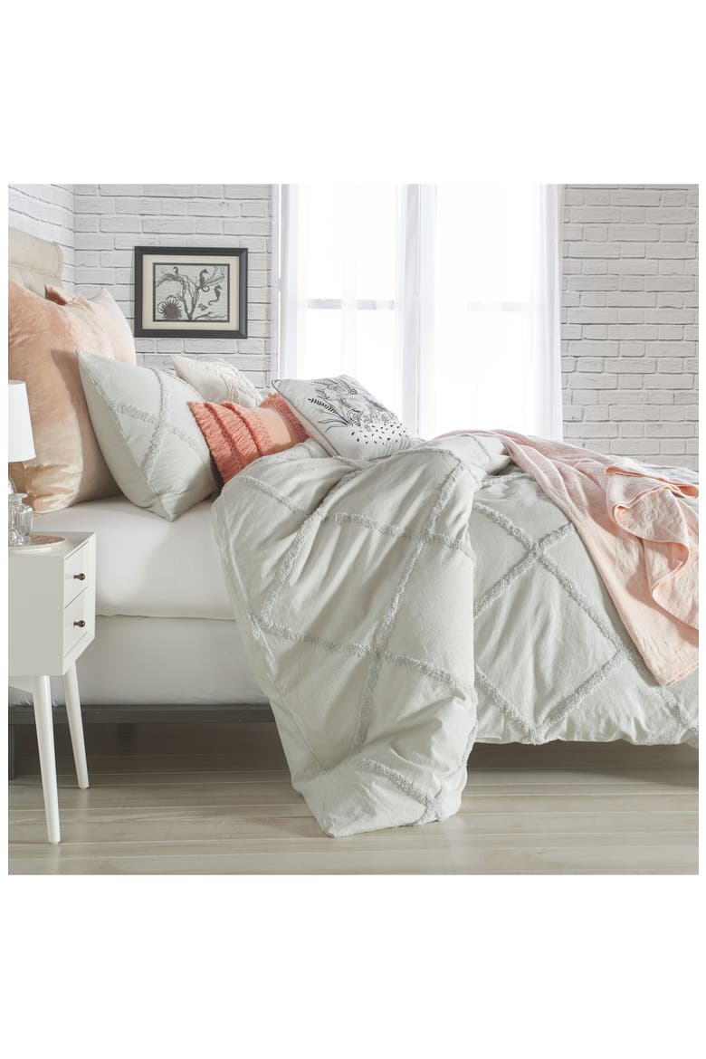 Chenille Lattice Comforter & Sham Set, Alternate, color, GREY