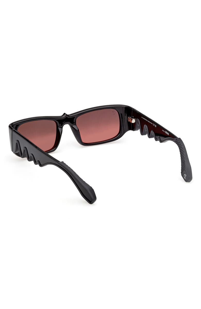 Christian Louboutin 53mm Loubishark Rectangular Sunglasses, Alternate, color, Black/ Red Gradient