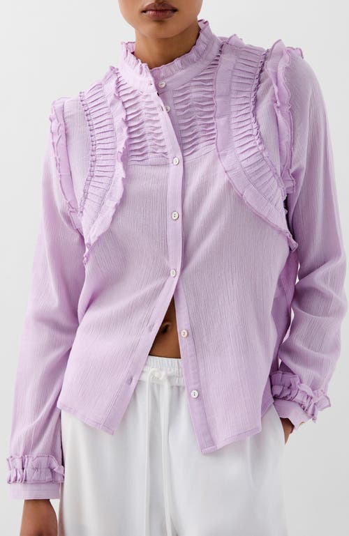 Scalpers Pleats Frill Shirt In Purple