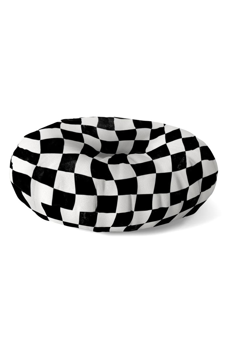 Deny Designs Warped Checkerboard Floor Pillow, Main, color, Black-White