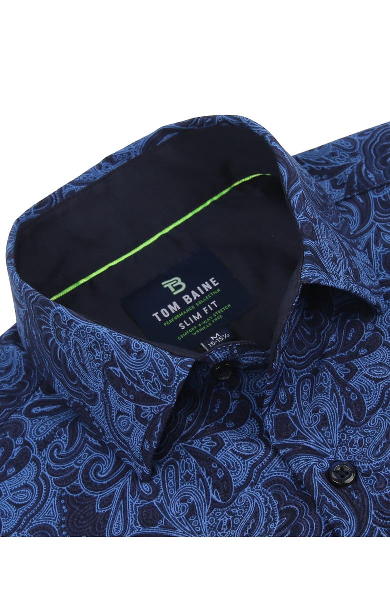 TOM BAINE Slim Fit Paisley Long Sleeve Button-Up Dress Shirt, Alternate, color, Blue