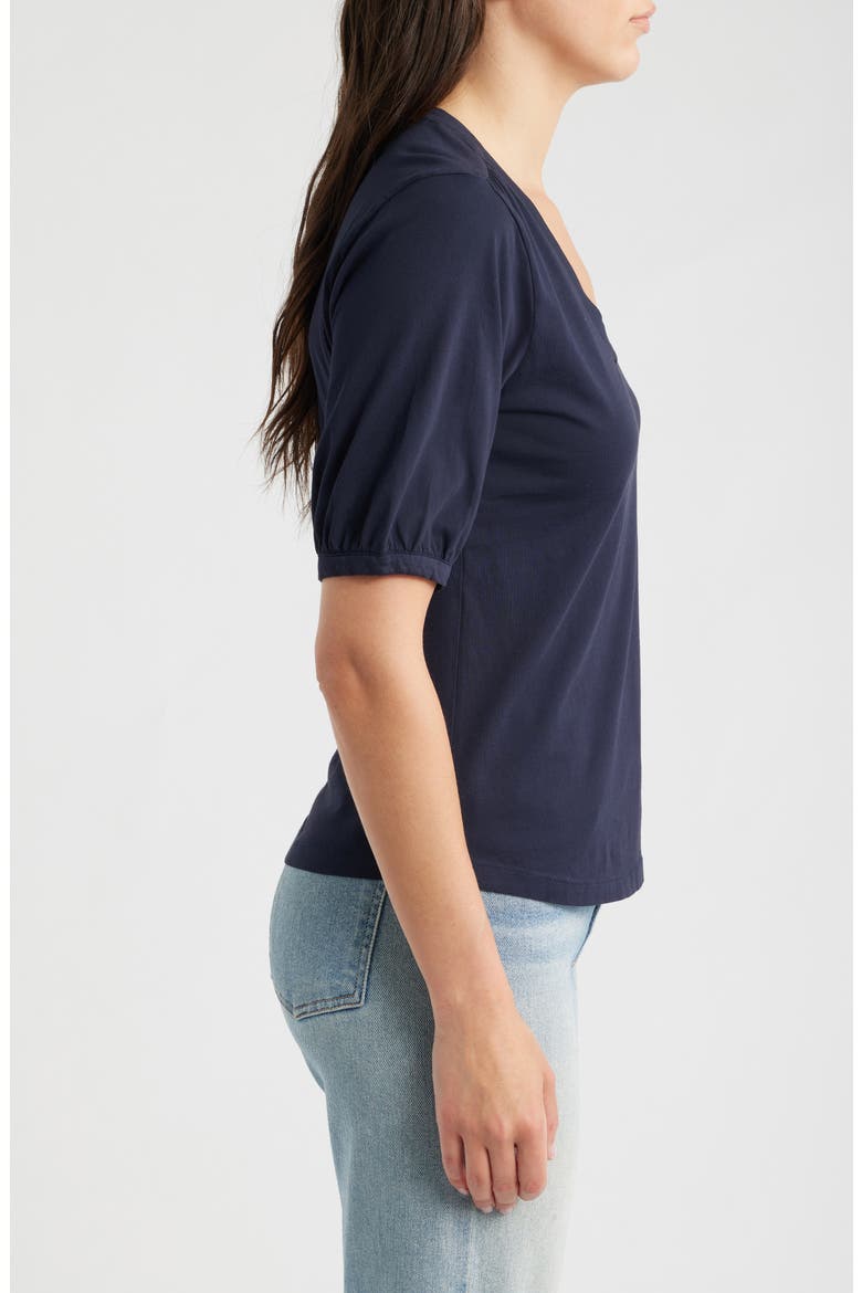 Puff Sleeve Cotton T-Shirt, Alternate, color, DARK INDIGO