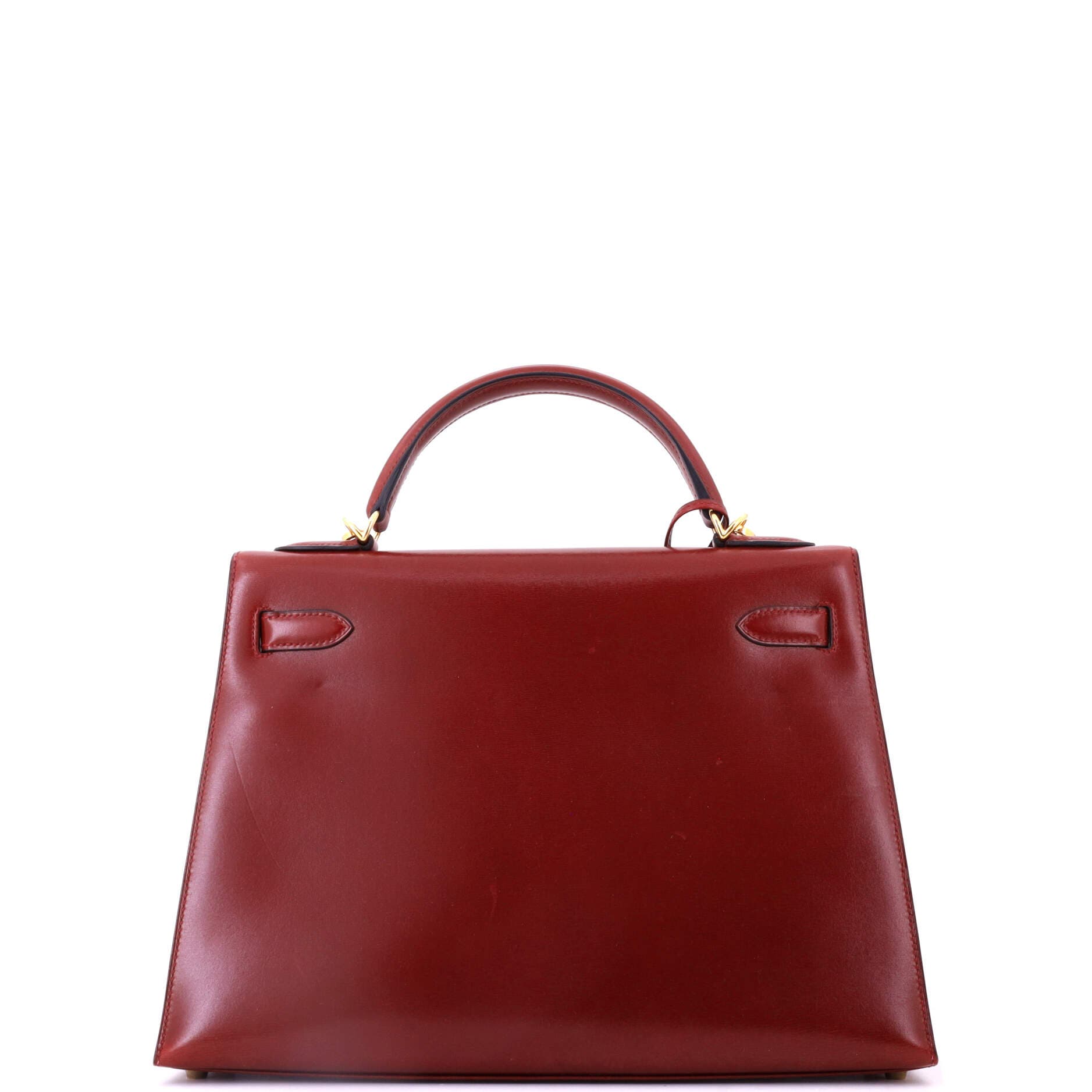 Pre-Owned Hermes Kelly Handbag Red Box Calf with Gold Hardware 32, Alternate, color, Rouge H