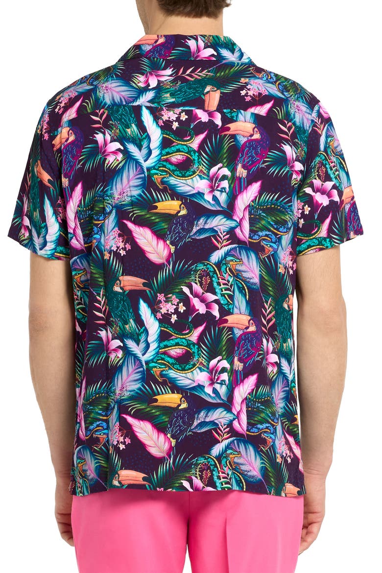 Tropical Jungle Camp Shirt, Alternate, color, PURPLE MULTI