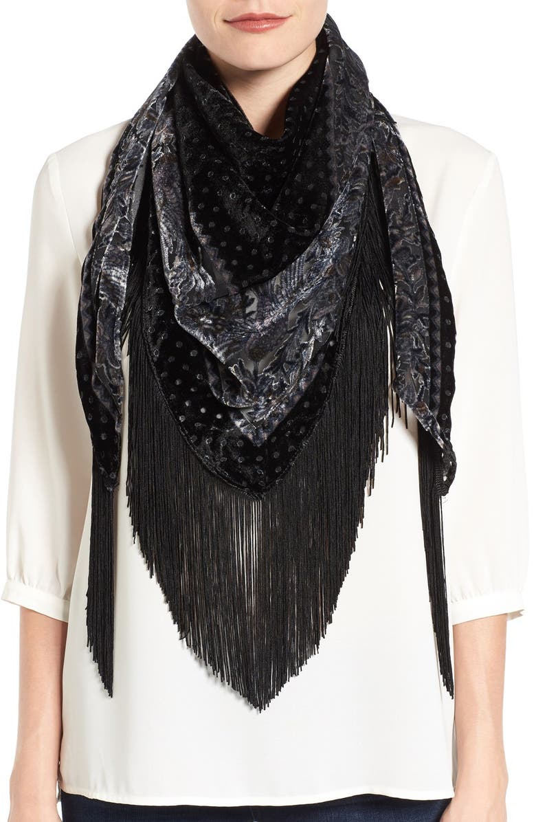 Collection XIIX Fringe Triangle Scarf, Main, color, 