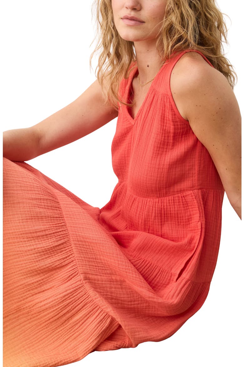 Corinne Sleeveless Double Cloth Cotton Maxi Dress, Alternate, color, HIBISCUS