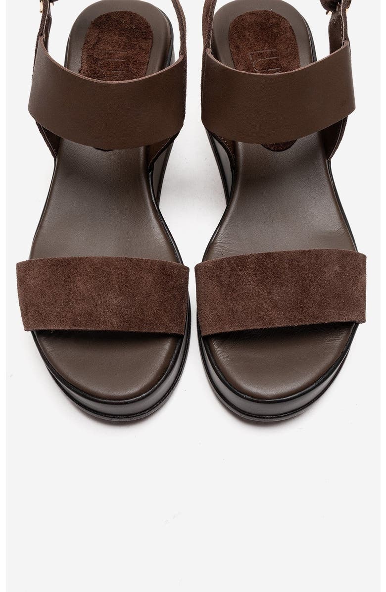 Forever & Always Shoes Lolanthe Leather Wedge Sandal, Alternate, color, Brown Suede