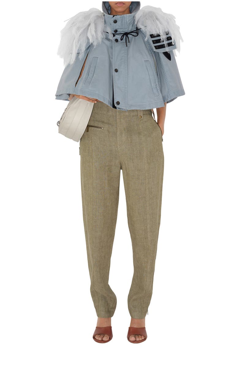 Burberry Bleached Cotton Hooded Capelet, Main, color,