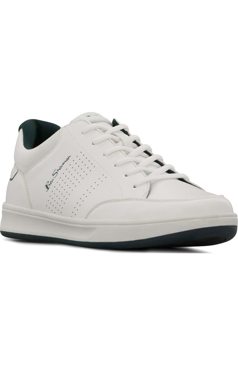 Ben Sherman Centre Perforated Sneaker, Main, color, White/ Hunter Green