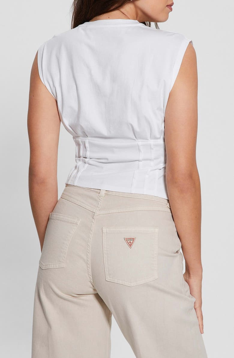 GUESS Tropical Vibes Corset T-Shirt, Alternate, color, 