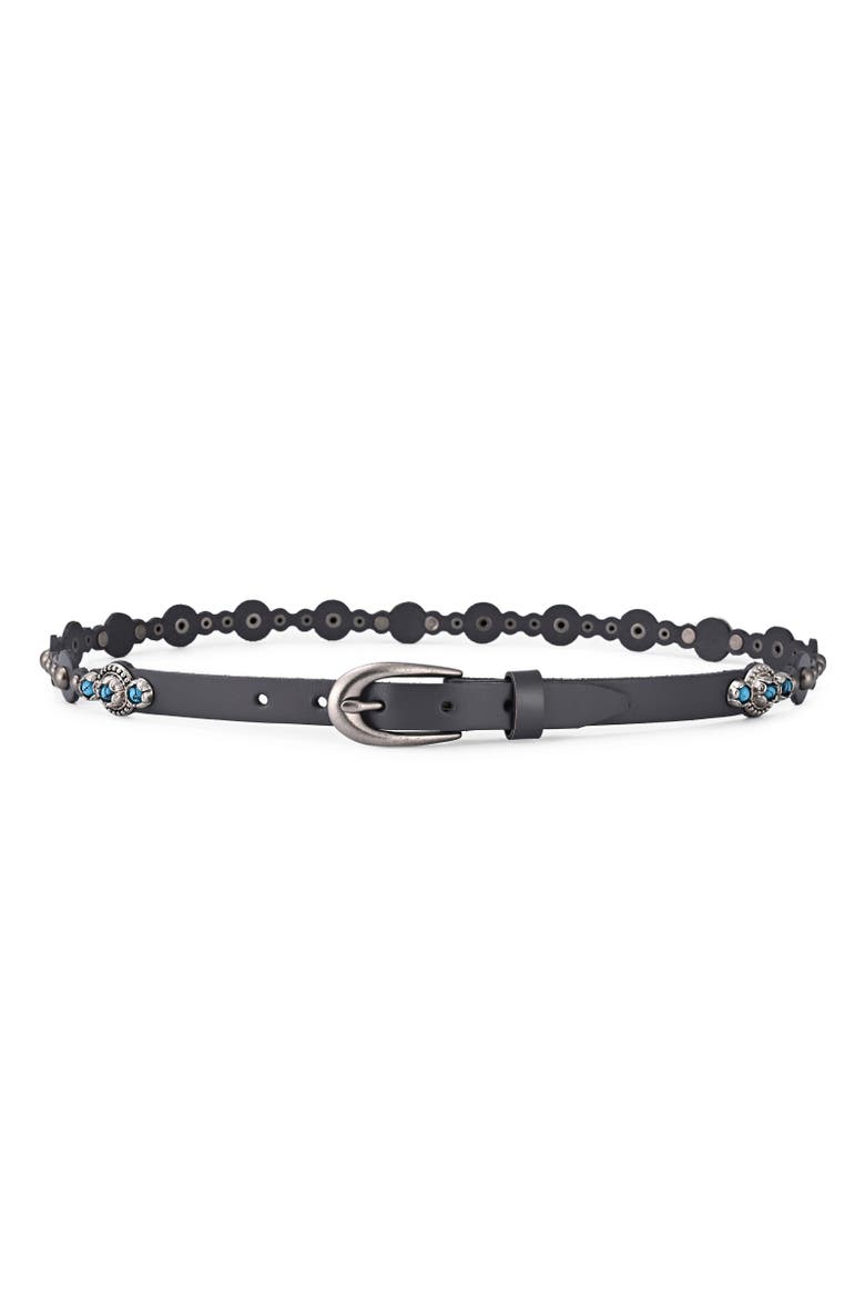 Rosa Genuine Leather Embellished Vintage Inspired Belt, Alternate, color, Grey