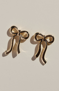 Nickel & Suede Vintage Bow Stud Earrings