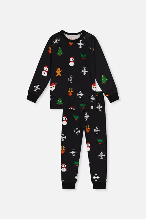 Christmas Pixel Organic Cotton Top Pants Two Piece Pajama Set