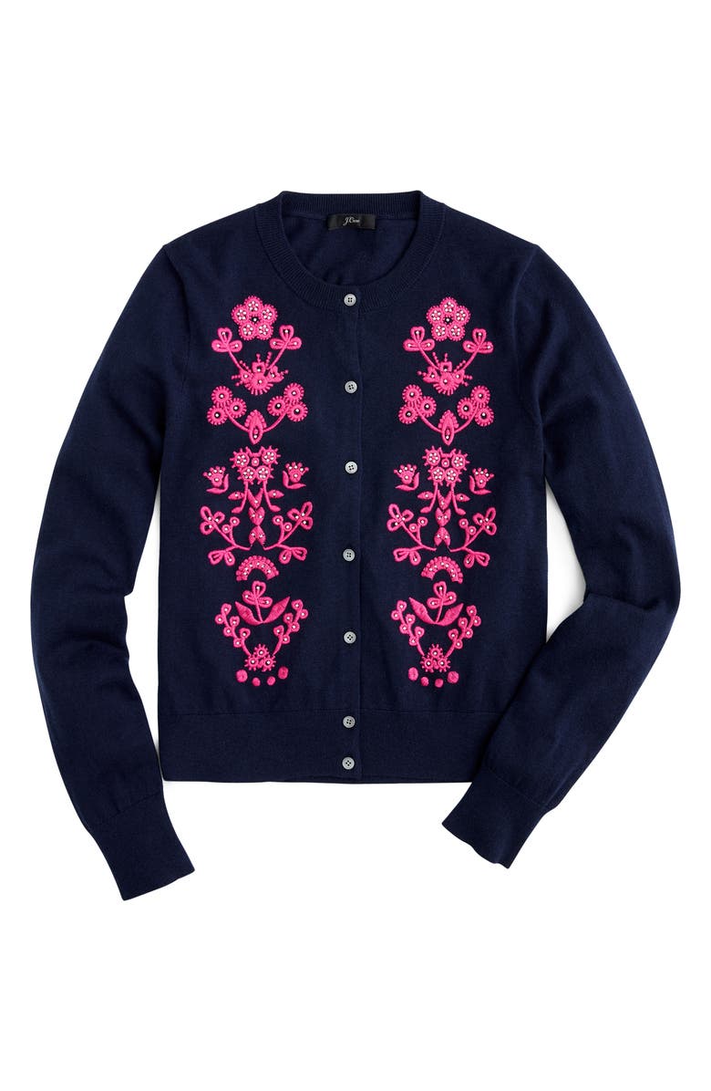 J.Crew Jackie Floral Embroidered Cardigan, Main, color,