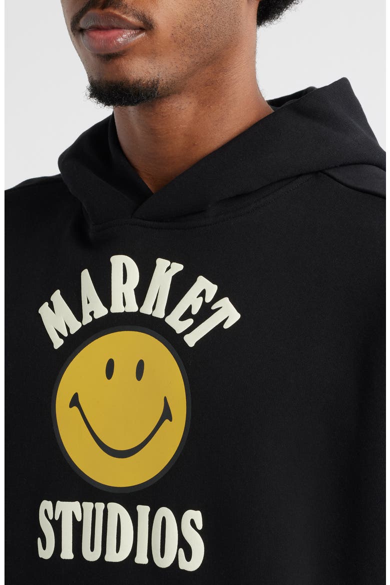 SMILEY® Lockup Graphic Hoodie, Alternate, color, BLACK