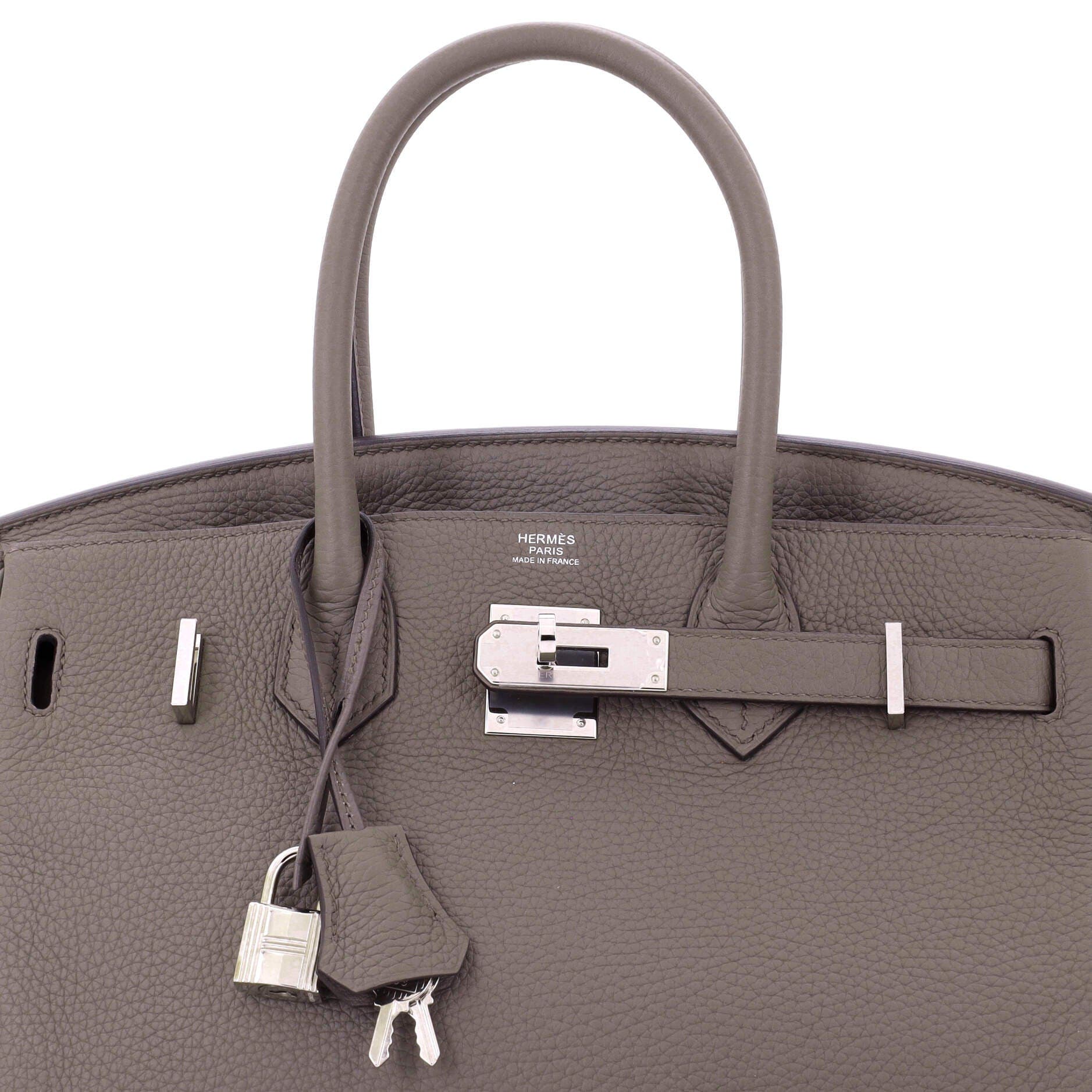 Pre-Owned Hermes Birkin Handbag Grey Clemence with Palladium Hardware 30, Alternate, color, Etain