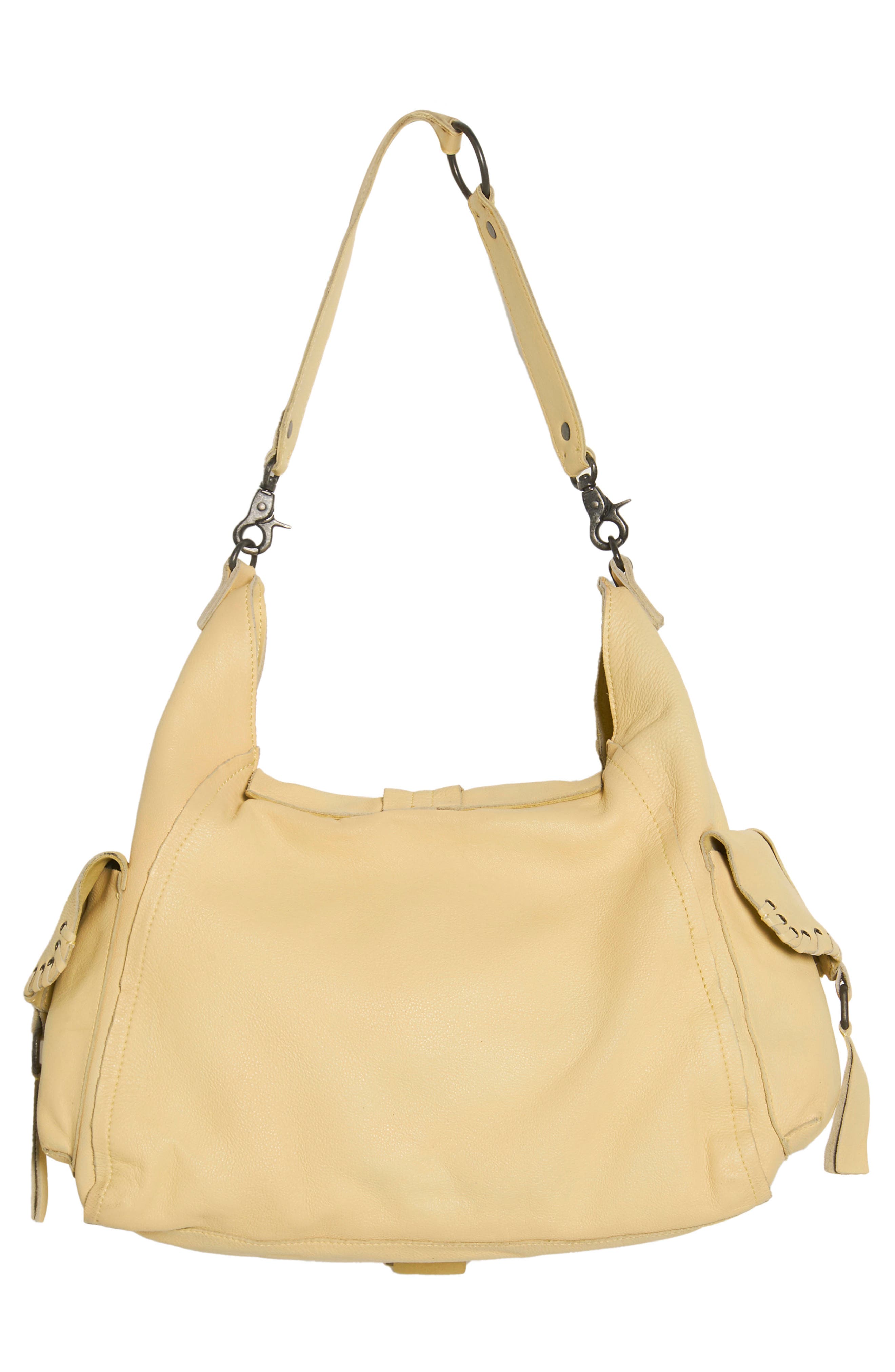 We The Free Leigh Distressed Leather Hobo Bag, Alternate, color, BUTTER YELLOW
