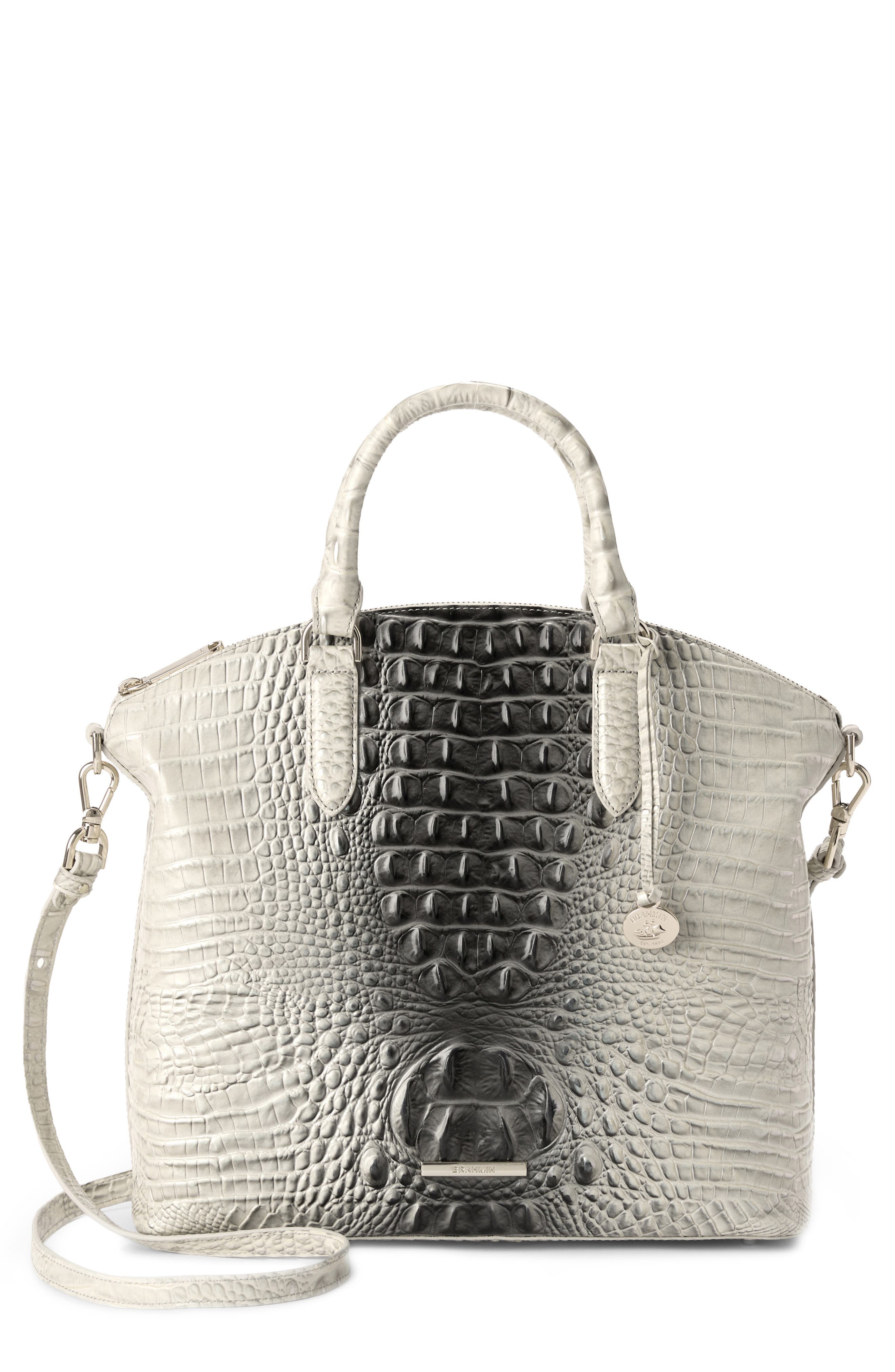 Brahmin Large Duxbury Croc Embossed Leather Satchel, Main, color, Everlasting Ombre Melbourne