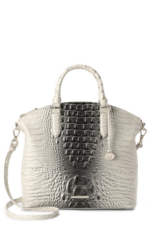 Large Duxbury Croc Embossed Leather Satchel
