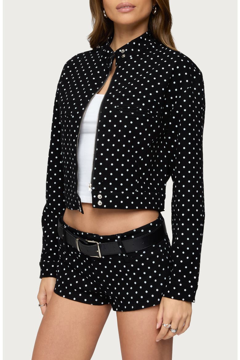Tabitha Polka Dot Jacket, Alternate, color, BLACK