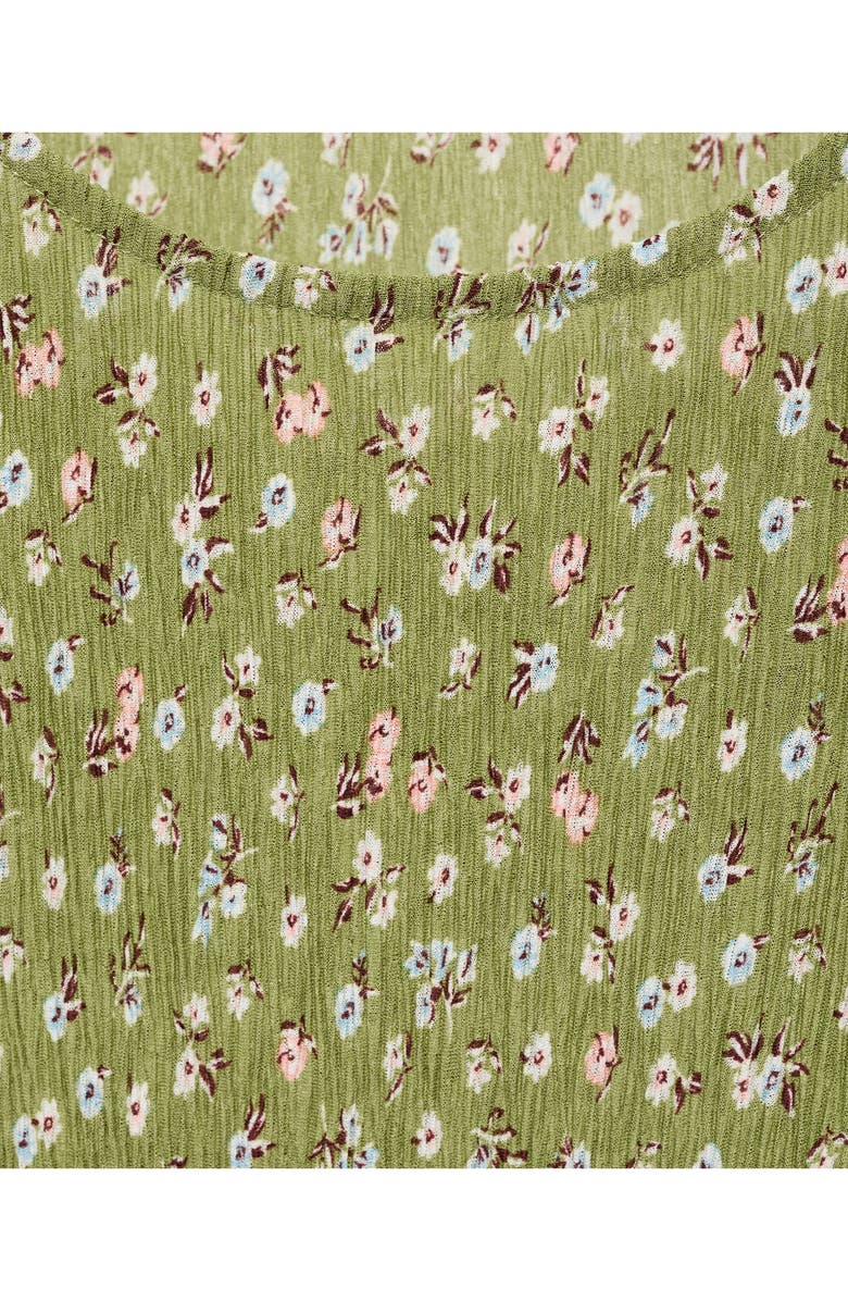 MANGO Floral Puff Sleeve Pleated Maxi Dress, Alternate, color, Green