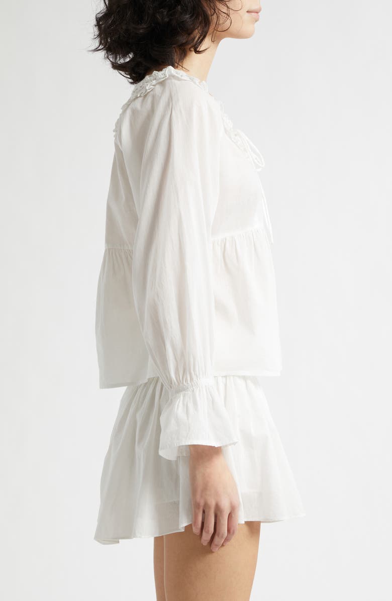 POSSE Danielle Floral Embroidered Lace Trim Babydoll Top, Alternate, color, Vintage White