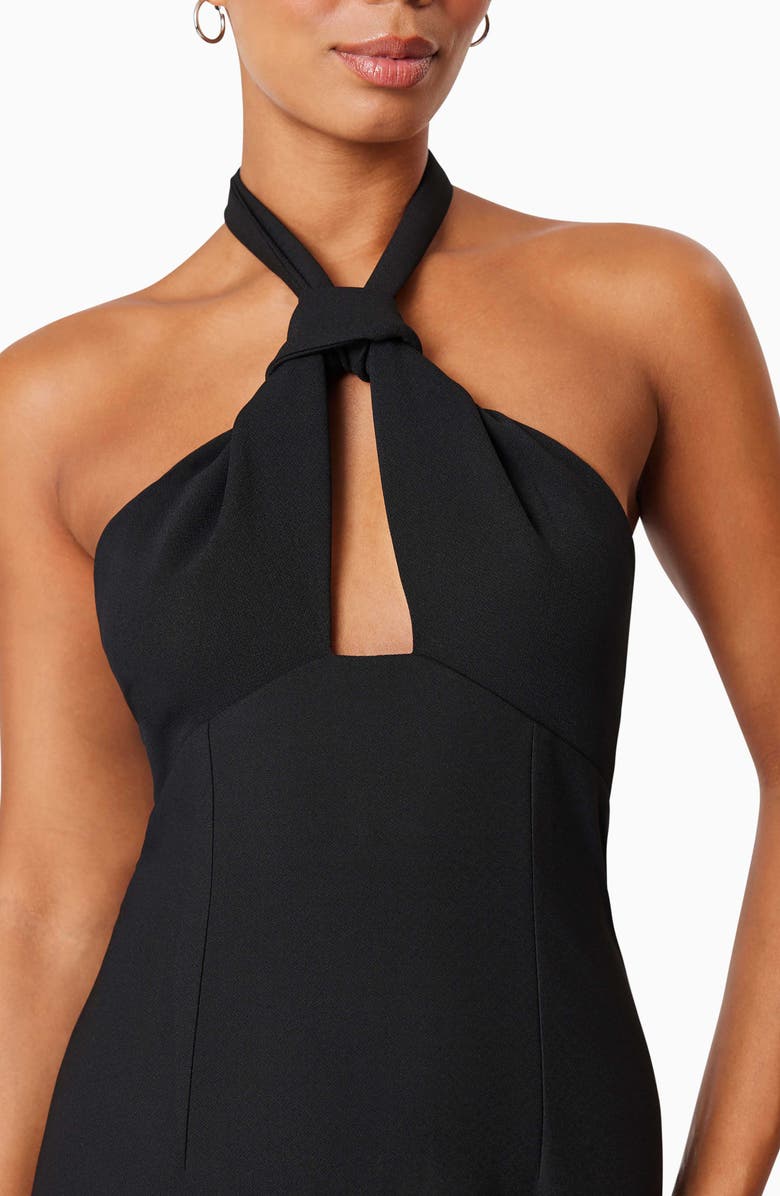 Elliatt Victoria Halter Neck Stretch Crepe Cocktail Dress, Alternate, color, Black