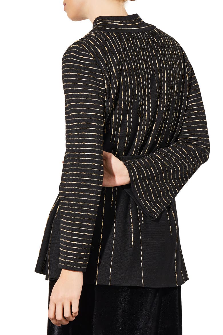 Belted Shimmer Stripe Jacket, Alternate, color, BLACK/GOLD