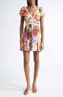 Alice + Olivia Rose Print Lace Minidress