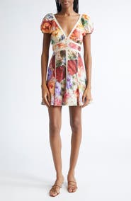 Alice + Olivia Rose Print Lace Minidress