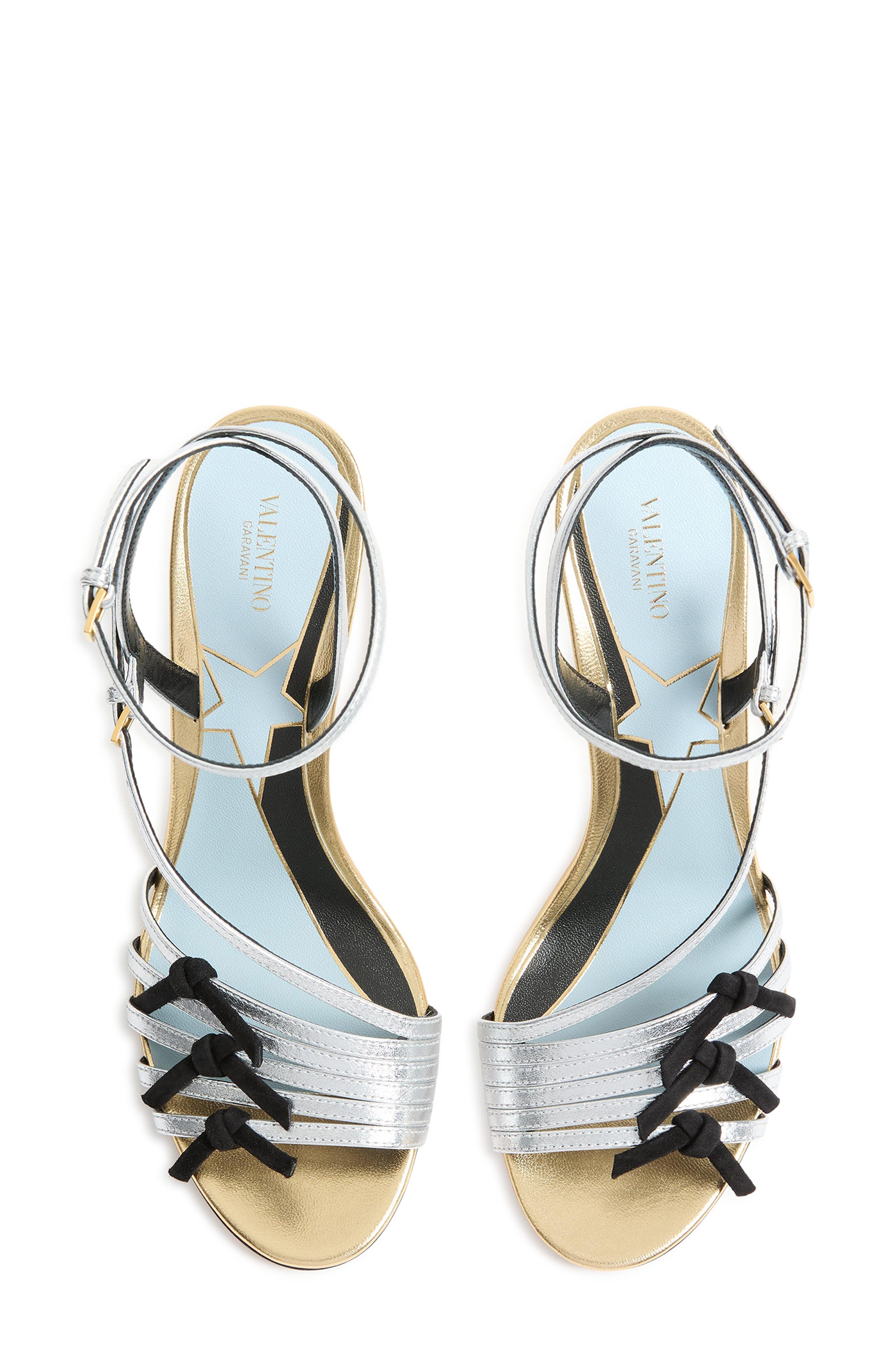 Valentino Garavani Metallic Ankle Strap Sandal, Alternate, color, Silver Multi