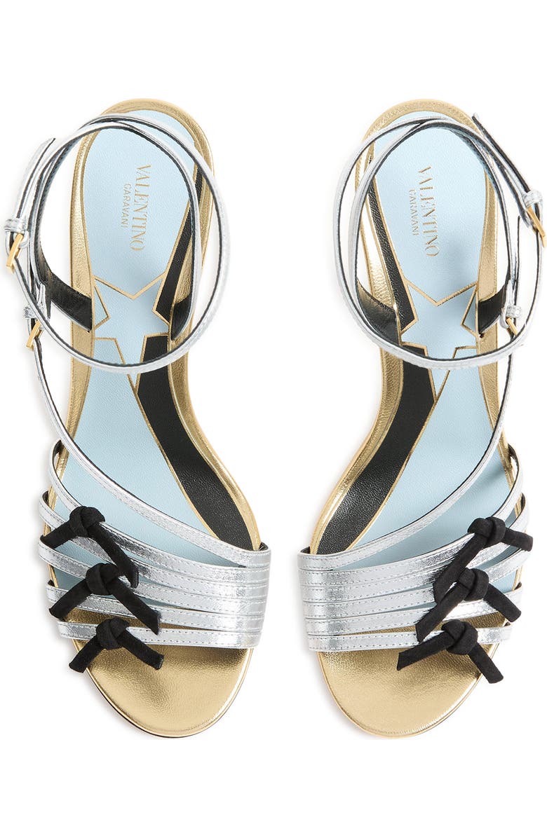 Valentino Garavani Metallic Ankle Strap Sandal, Alternate, color, Silver Multi