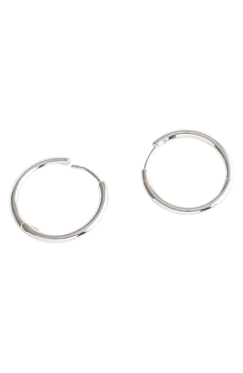 Madewell Demi-Fine Medium Hoop Earrings, Main, color, Sterling Silver