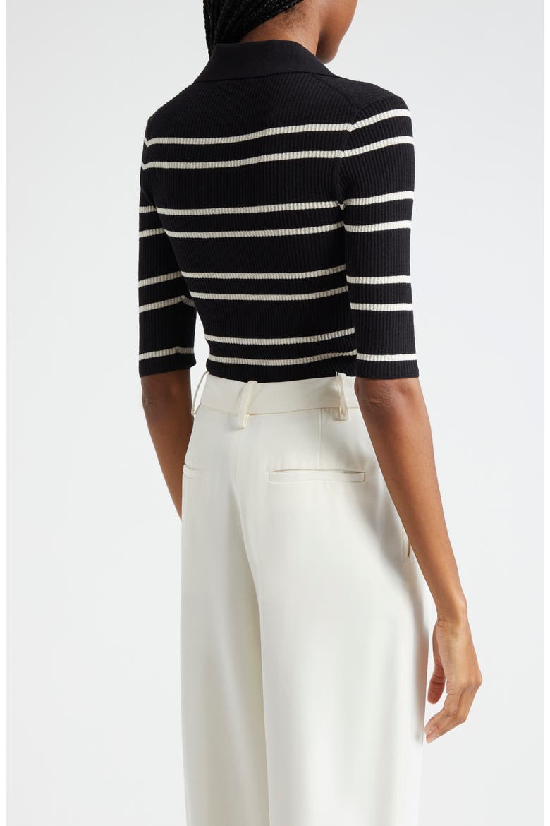 Cooper Stripe Knit Polo, Alternate, color, BLACK/ WHITE WIDE STRIPE