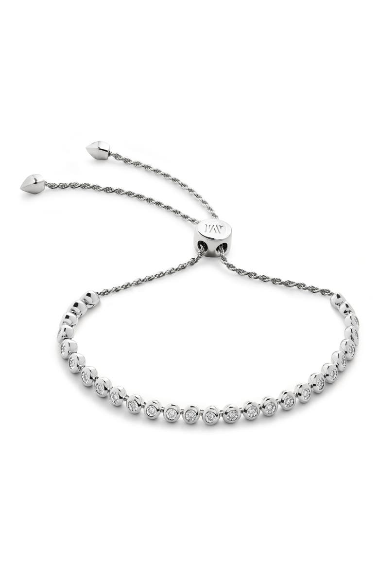 Lab Grown Diamond Friendship Bracelet, Main, color, STERLING SILVER / LAB DIA