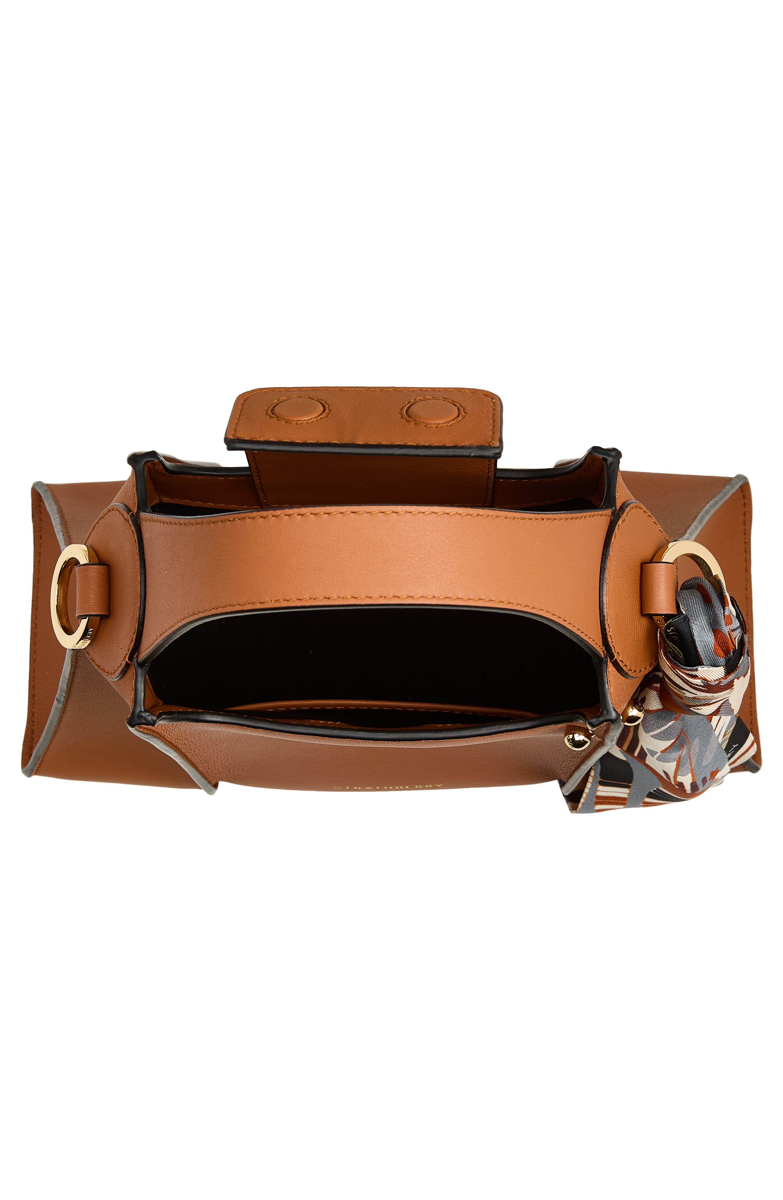 Strathberry Arkshell Leather Top Handle Bag, Alternate, color, Chestnut
