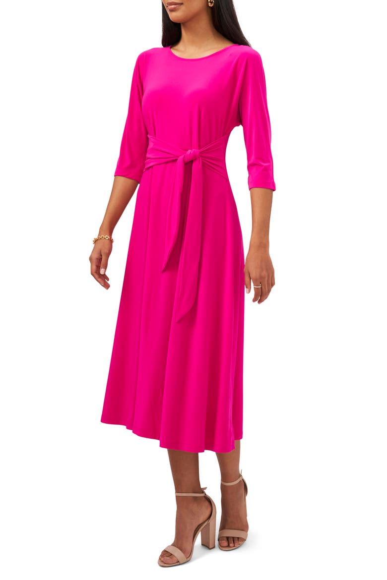 Tie Front Midi Dress, Main, color, PINK MARTINI