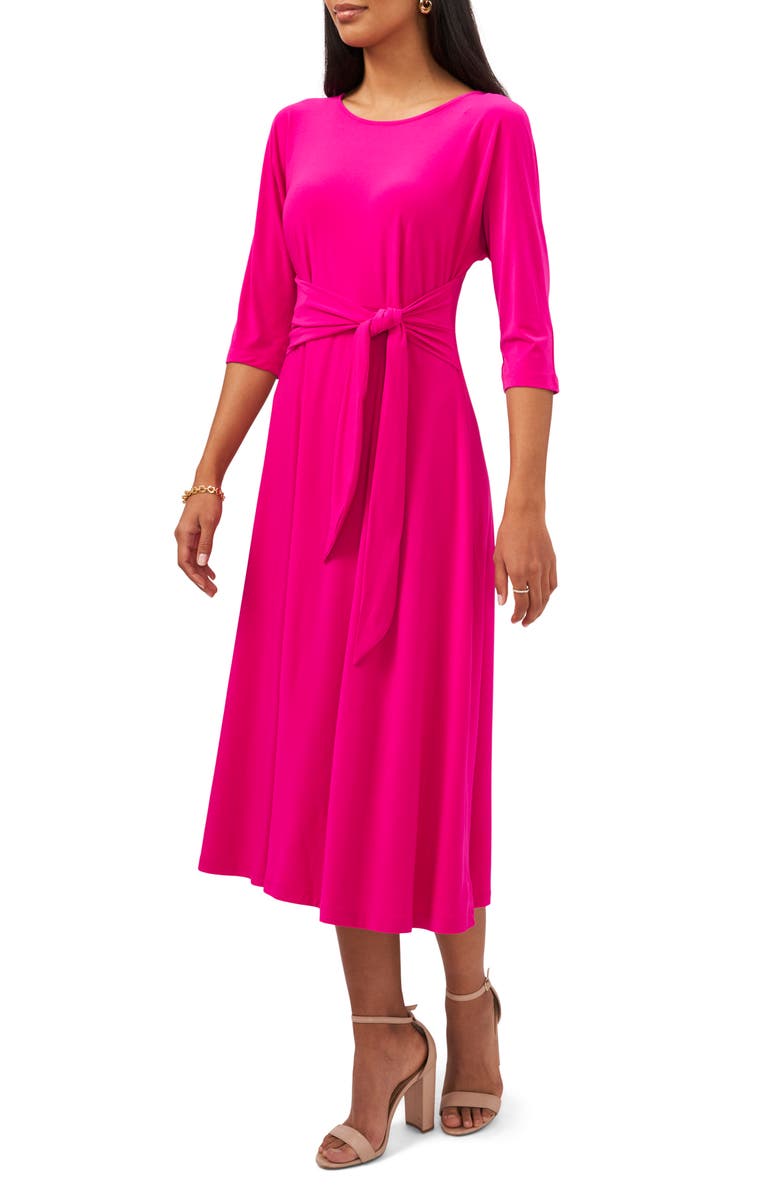 Chaus Tie Front Midi Dress, Main, color, Pink Martini