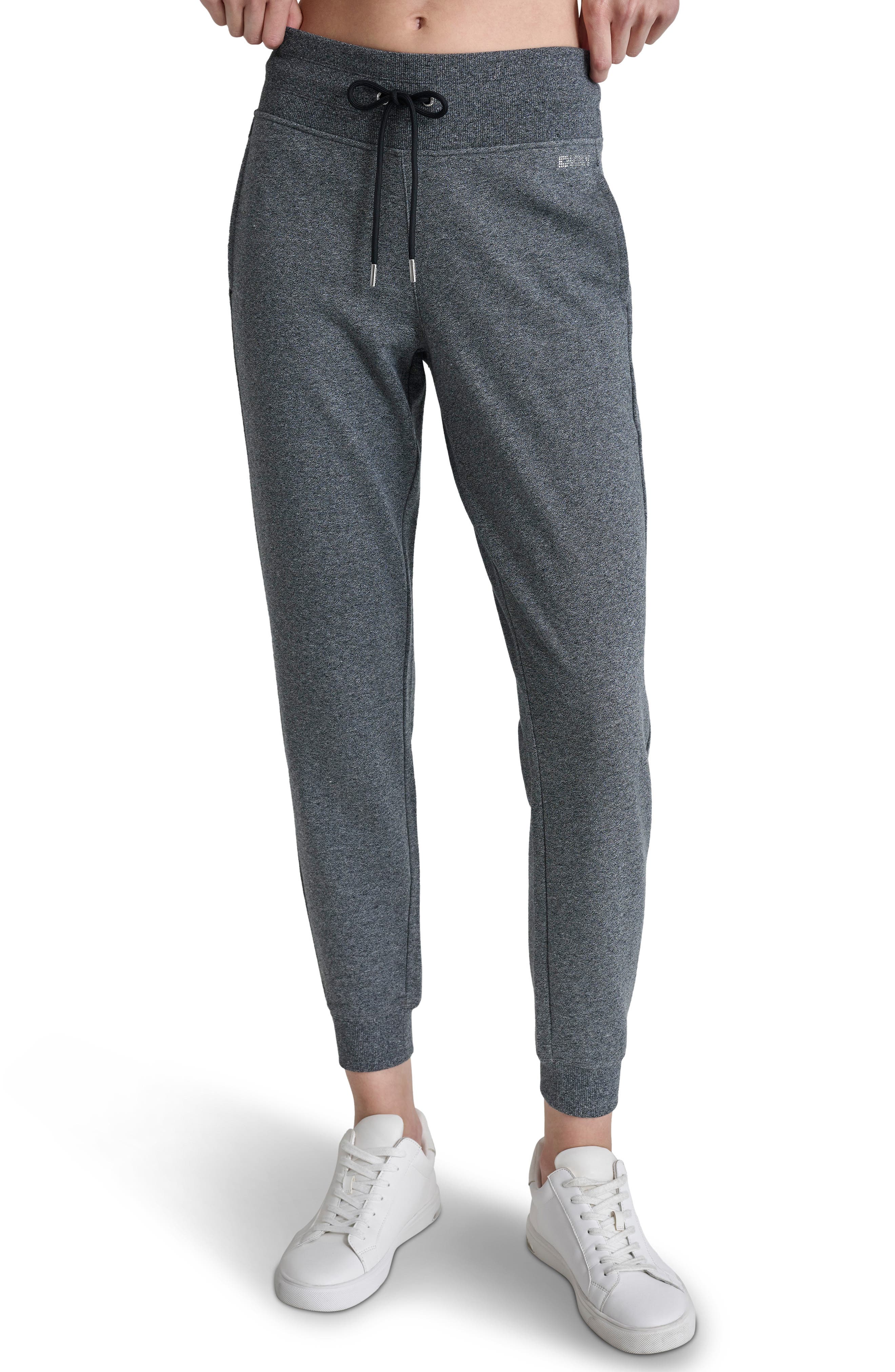 DKNY Rhinestone Logo Cuffed Fleece Joggers