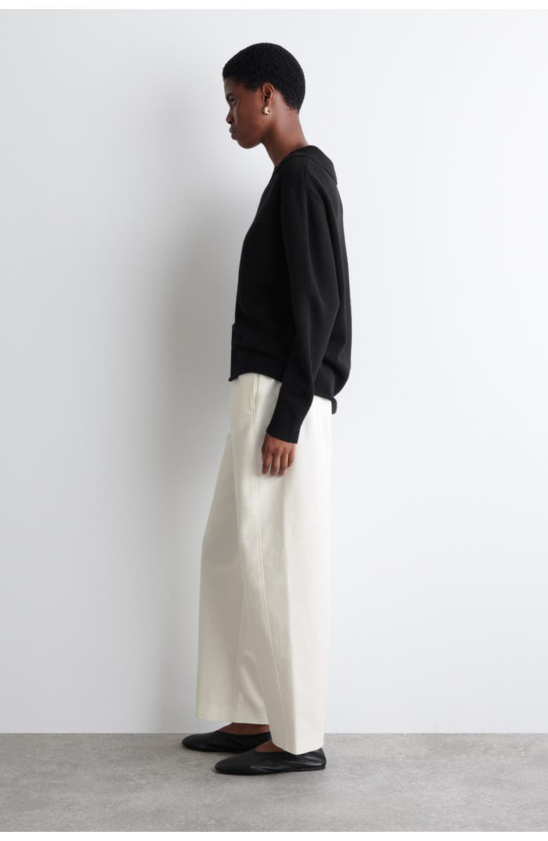 COS Pima Cotton Barrel-Leg Pants, Alternate, color, White