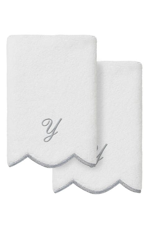 Home Textiles Scallop Personalized Monogram 2 Piece Towel Set