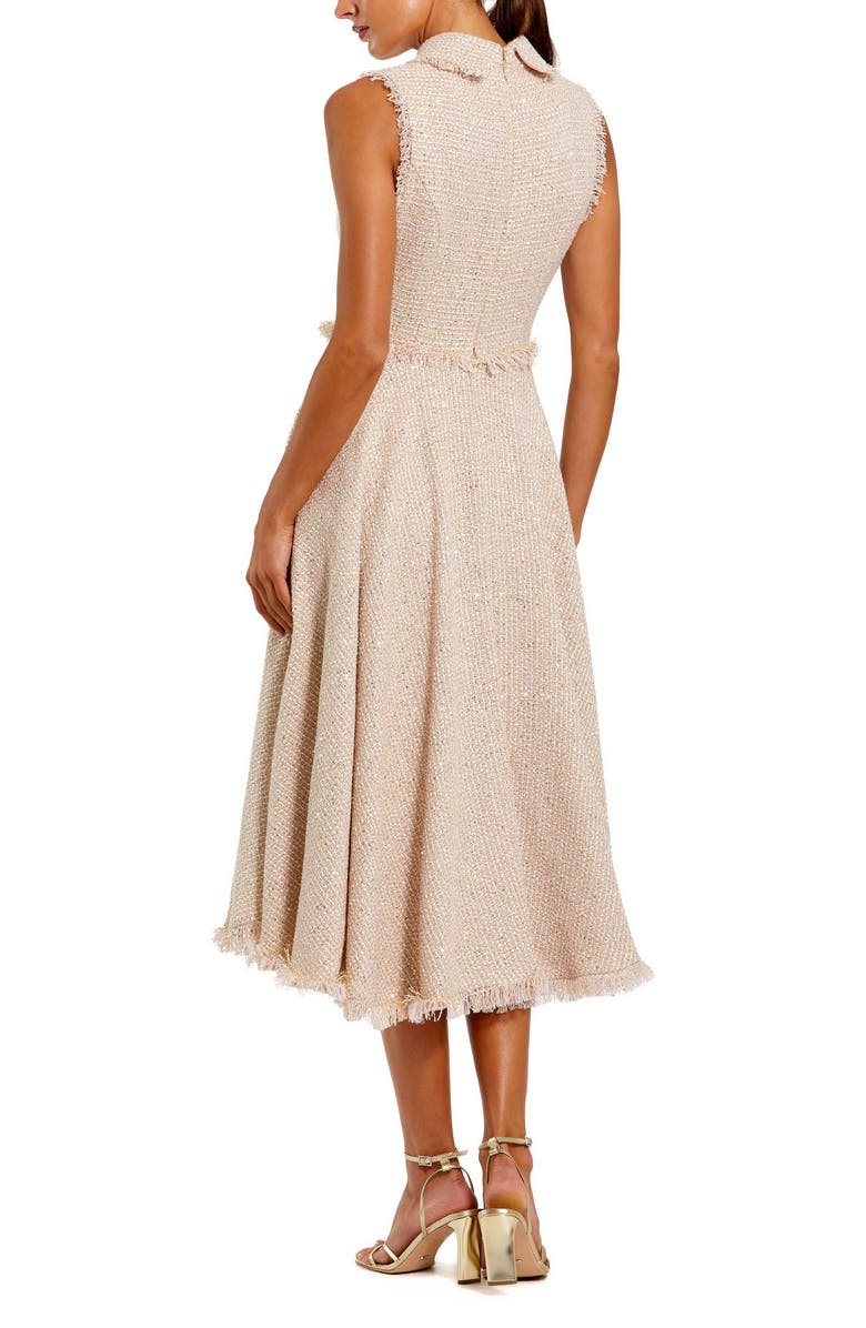 Mac Duggal Bouclé Sleeveless Collared Button Up Midi Dress, Alternate, color, Blush